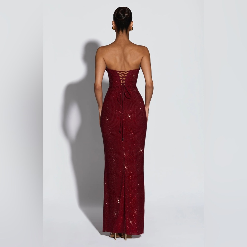 MIRABELLA MAXI DRESS - BURGUNDY - Picture 2 of 4
